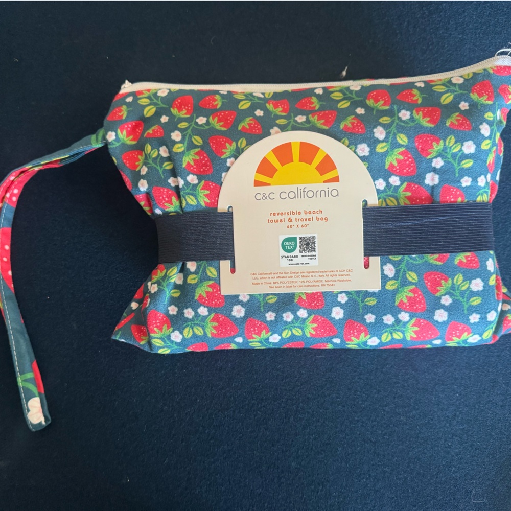 C&C California Floral and Strawberry reversible beach towel &travel bag(see pic)